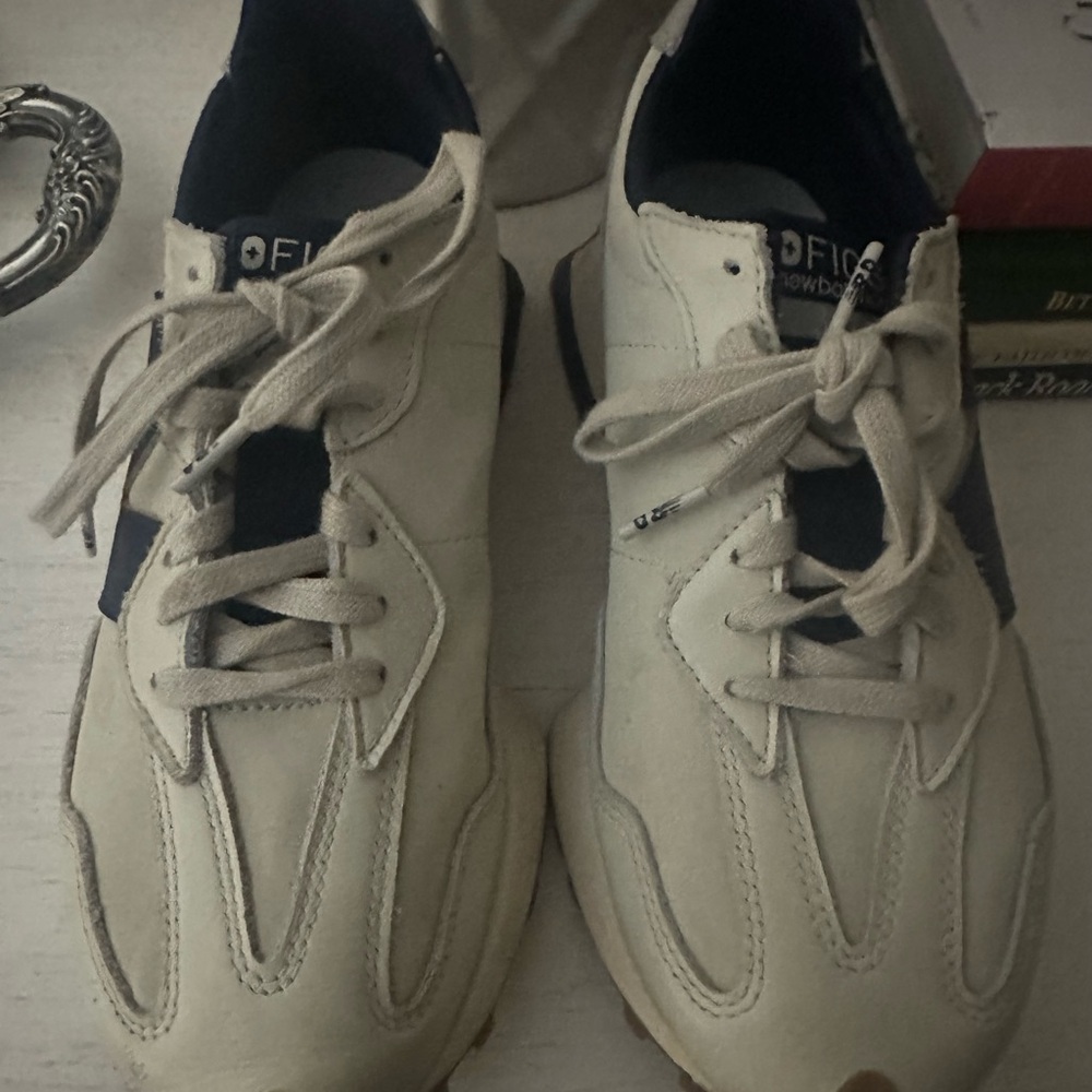 New Balance Cream and Navy Sneakers